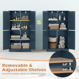 Tangkula Bathroom Floor Storage Cabinet with 4 Doors and 2 Adjustable Shelves
