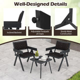 Tangkula 3 Pieces Patio PE Wicker Bistro Set