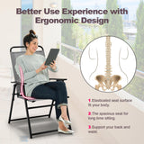 Tangkula Patio Folding Dining Chairs Set of 2, Space-Saving Outdoor Sling Chairs with Armrest & Backrest