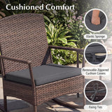 Tangkula 3 Pieces Rocking Wicker Bistro Set