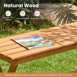 Tangkula Outdoor Wood Bench Backless with X-Shaped Legs & Reinforced Crossbars