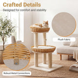 Tangkula 30 Inch Small Cat Tower with 2 Rattan Cat Baskets