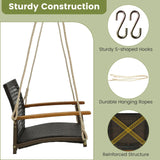 Tangkula 1-Person Rattan Porch Swing with Cushion