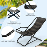 Tangkula Wicker Sling Chair Outdoor with Ottoman, Patio Deck Chair with Rattan Seat