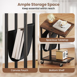 Tangkula Mobile C Shaped Side Table
