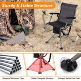 Tangkula Hunting Chair with Shooting Rest, 360° Swivel Hunting Seat with 4 Extendable Aluminum Legs