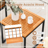 Tangkula 3 Pieces Patio Chair Set, Acacia Wood Outdoor Sofa Set with Metal Support