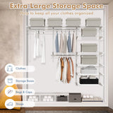 Tangkula 4 to 6 FT Custom Closet Organizer System Kit, Wall-Mounted Storage Organizer with Wire Shelving and Hanging Rods