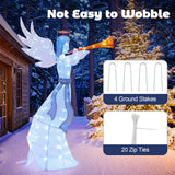 Tangkula 5 FT Christmas Lighted Angel with Trumpet, Outdoor Xmas Pre-Lit Angel with Halo