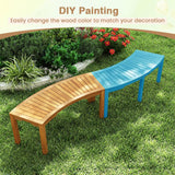 Tangkula Outdoor Acacia Wood Curved Garden Bench Fire Pit Bench Seat