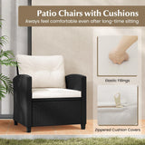 Tangkula 3 Piece Patio Furniture Set, Rattan Conversation Set w/Soft Seat & Back Cushions