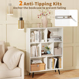 Tangkula 7-Cube Bookcase Modern Storage Bookshelf with 4 Tapered Metal Legs & 2 Anti-Tip Kit