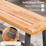 Tangkula 63" Acacia Wood Outdoor Bench, 3-Person Patio Bench with 800 lbs Weight Capacity