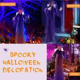 Tangkula 6FT Halloween Animatronic Witch, Hanging Halloween Decoration with Pre-Recorded Phrases