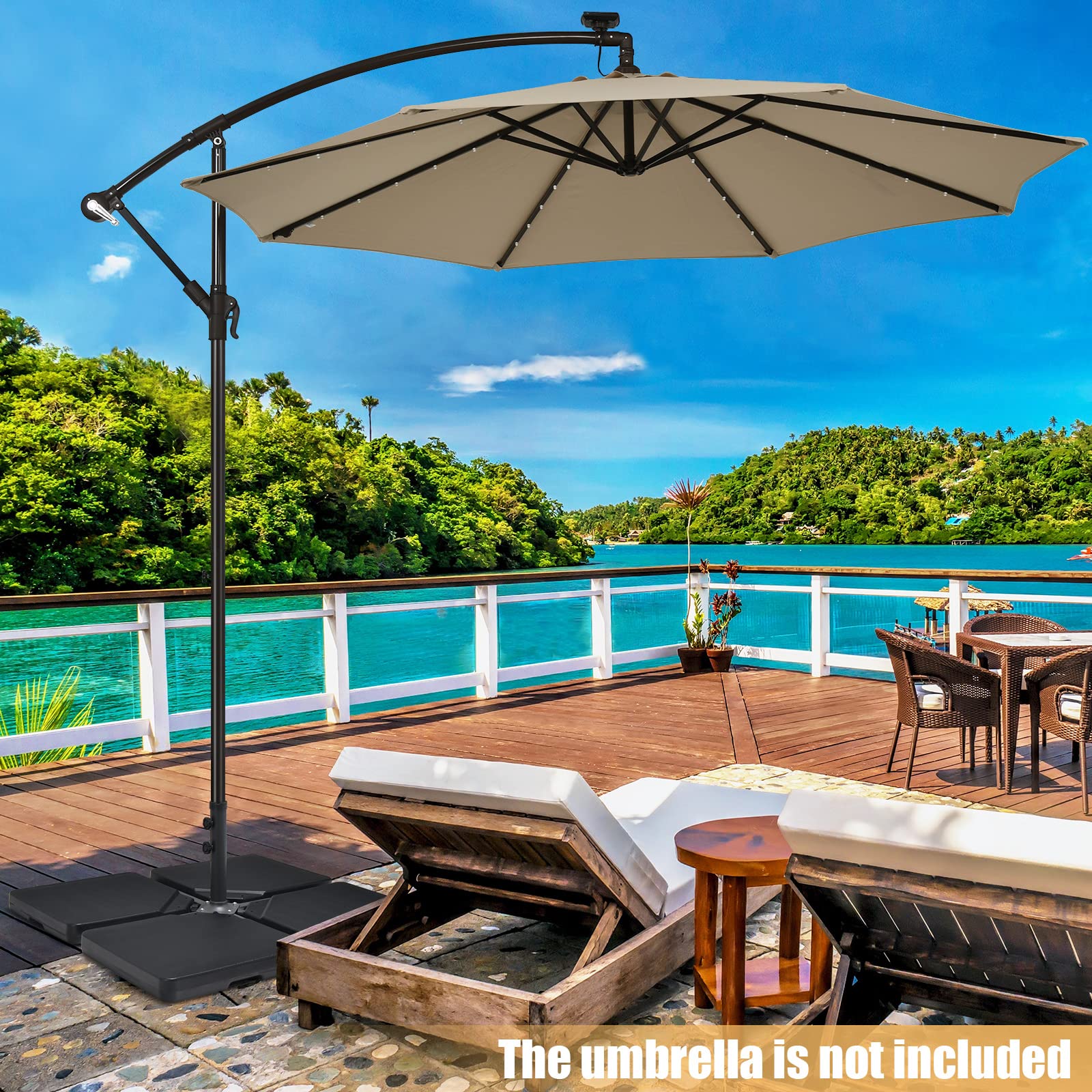 cantilever offset patio umbrella stand Tangkula 4Pcs 13L 220 lbs Cantilever Offset Patio Umbrella Base – tangkula
