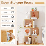 Tangkula Bamboo Geometric Bookshelf