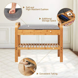 Tangkula 2 Tier Sturdy Shoe Rack with Flip Top Storage Space and Padded Cushion
