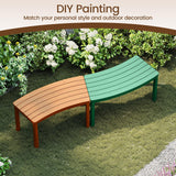 Tangkula Acacia Wood Outdoor Curved Bench