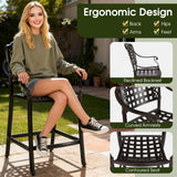 Set of 2/4 Outdoor Bar Stool 25.5 Inch Counter Height Cast Aluminum Bar Chairs