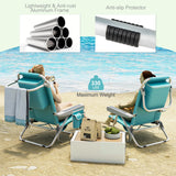 Tangkula 5-Position Lightweight Folding Lay Flat Beach Chairs with Storage Bag