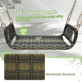 Tangkula 1-Person Rattan Porch Swing, Outdoor Single Swing Chair Bench