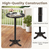 Tangkula 24" Outdoor Round Bar Table Cast Aluminum Heavy Duty Patio High Table with Stable Cross-Shaped Base