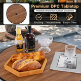 Tangkula 3 PCS Outdoor Bar Table Set, 28” Round Bar Height Table with 2 Bar Stools