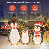 Tangkula 3-Piece Christmas Lighted Penguin Family