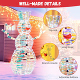 Tangkula 4 FT Christmas Lighted Iridescent Snowman, Pre-Lit Christmas Decoration with 100 White LED Lights