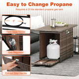Tangkula 44.5 Inch Propane Fire Pit Table with Metal Slatted Tabletop & Stainless Steel Burner