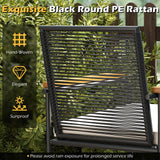 Tangkula 3 Pieces Patio Furniture Set PE Rattan Porch Chairs with Round Tempered Glass Top Table