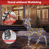 Tangkula 4.6 FT Christmas 3D Lighted Reindeer, Pre-Lit Rattan Buck with Large Antlers & 170 LED Lights