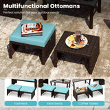 Tangkula 6 Pieces Outdoor Sectional Conversation PE Rattan Sofa Set