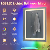 Tangkula 32" x 24" LED Bathroom Wall Mirror, RGB Backlit Dimmable Vanity Makeup Mirror