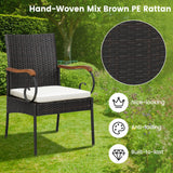 Set of 2, Outdoor PE Rattan Chairs with Soft Zippered Cushion, Heavy-Duty Metal Frame & All-Weather Wicker
