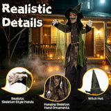 Tangkula 6.2 FT Animated Halloween Standing Talking Witch with Glowing Eyes