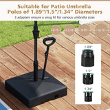 TANGKULA Mobile Patio Umbrella Base, 132LBS Capacity Water & Sand Fillable Market Table Umbrella Stand w/ 3 Wheels