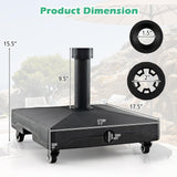 Tangkula Patio Umbrella Base, Heavy-Duty 54 lbs Market Stand w/4 Universal Wheels, 2 Receivers, Square Pole Stand