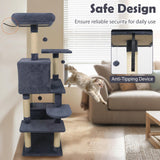 Tangkula 58 Inch Multi-Level Cat Tree Soft Plush Cat Tower with Padded Top Perch