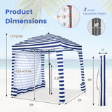 Tangkula 6x6 Ft Beach Cabana, Portable Beach Canopy with Detachable Sidewall