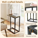 Tangkula C-Shaped End Table Slide Under Couch TV Tray