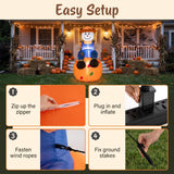 Tangkula 4 FT Fall Inflatable Decoration Scarecrow Sitting on Pumpkin