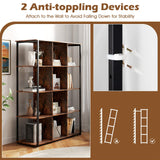 Tangkula Industrial Freestanding Bookshelf with Metal Frame with 2 Anti toppling Devices