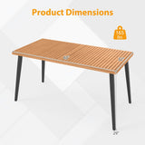 Tangkula 63 Inches Outdoor Indoor Dining Table with 1.97 Inches Umbrella Hole and Metal Legs