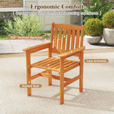 Tangkula 7-Piece Patio Wood Dining Table Set Outdoor Rectangular Table and 6 Armchairs