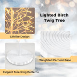 Tangkula Christmas Outdoor Lighted Birch Tree Pre-lit Decor with Warm White Light LED Lights