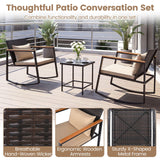 Tangkula 3 Pieces Outdoor Rocking Chairs Set