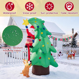 Tangkula 7.6 FT Inflatable Christmas Santa Claus Climbing Tree Bite By Dog