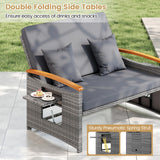 Tangkula Patio Rattan Daybed with 4-Level Adjustable Backrest