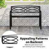Tangkula Geometric Style Outdoor Metal Garden Park Bench for 2